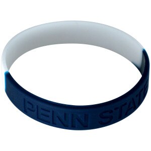 navy and white silicone wristband with debossed Penn State